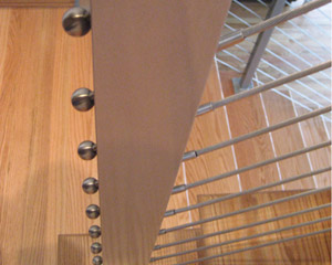 Steel stringer railings close-up