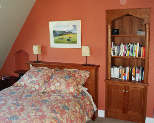 Lovely cherry built-ins were rubbed with oil to show off their natural beauty, master suite addition Seattle