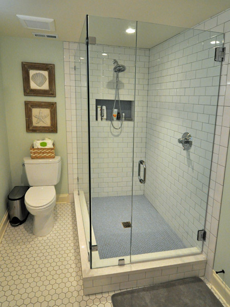 luxurious tiled basement bath