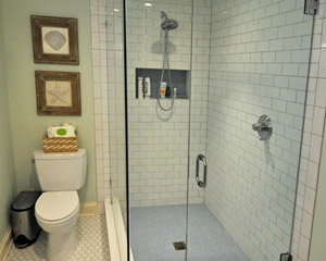 luxurious tiled basement bath