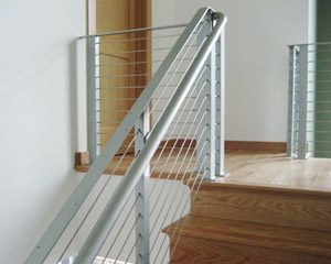 Railings are steel stringer inside and out