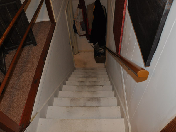 The final piece of the project is the stairwell.  The original stair plan included a wall closed to the living room, with a closet-like door leading to it