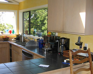 Before: Upper cabinets actually blocked the view