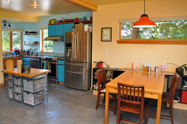 comfortable kitchen and living area