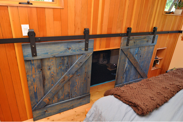 attic storage space in bedroom