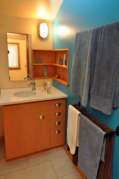 bathroom in backyard cottage