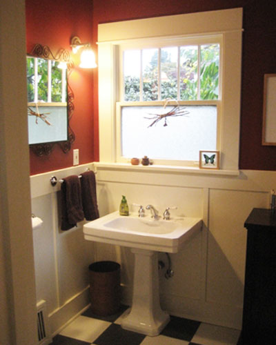 This powder bath had its door relocated to a new wall and the tub removed.  But it stays true to its original look