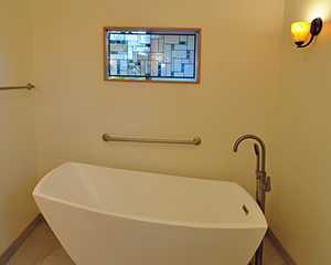 closeup of tub