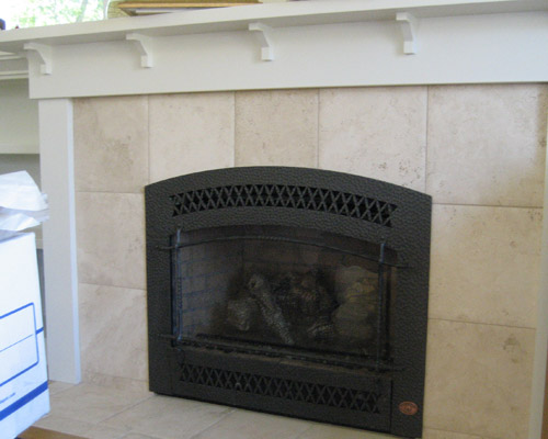 Closeup of the fireplace, a mechanical chimney Seattle