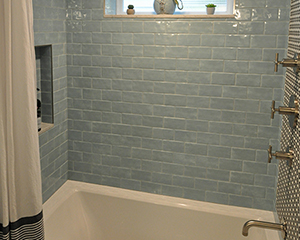 tub and shower with custom tiles