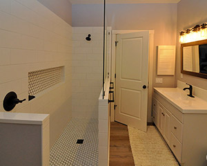 Accessible bathroom design in custom home