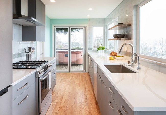 kitchen remodel with stove and sink