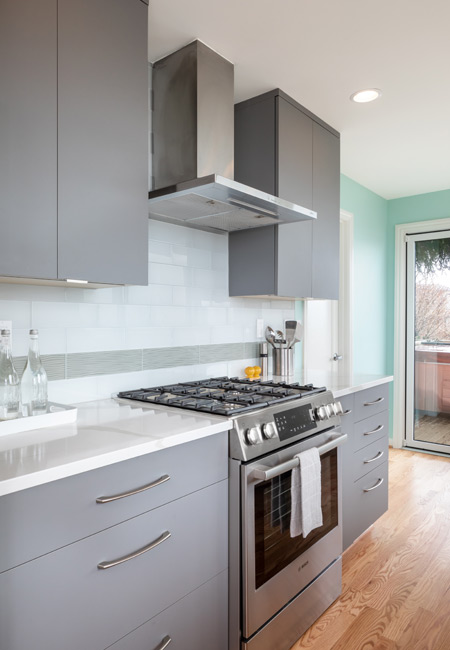 closeup of stove and cupboards