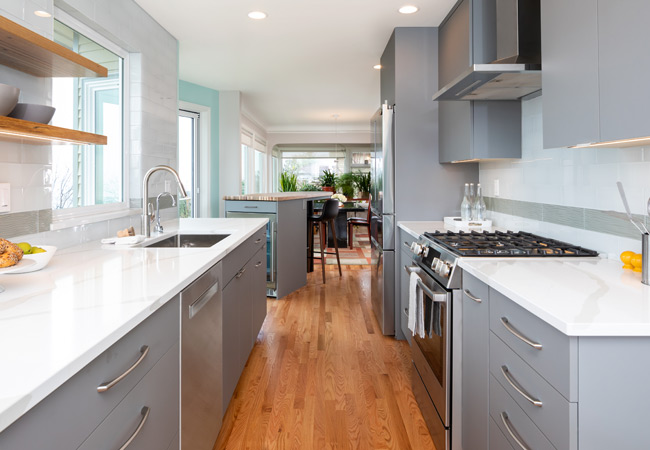 kitchen remodel with view of island seating