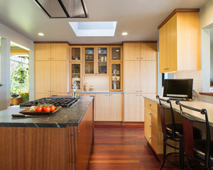 All of the perimeter counters are in quartz, with under-cabinet lighting