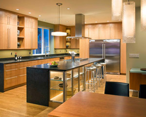 From the dining room table, the kitchen is now accessible and beautiful.  Seattle kitchen remodel